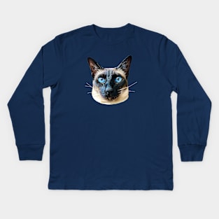 Siamese Cat Seal Point Blue eye beauty! Kids Long Sleeve T-Shirt